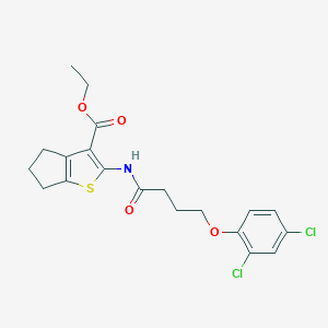 molecular formula C20H21Cl2NO4S B448641 ethyl 2-{[4-(2,4-dichlorophenoxy)butanoyl]amino}-5,6-dihydro-4H-cyclopenta[b]thiophene-3-carboxylate 