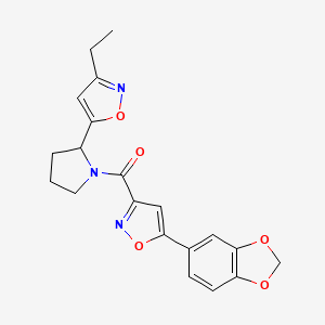 5-{1-[5-(2H-1,3-Benzodioxol-5-YL)-1,2-oxazole-3-carbonyl]pyrrolidin-2-YL}-3-ethyl-1,2-oxazole