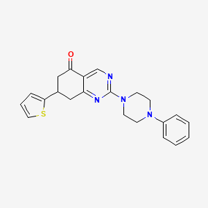 2-(4-phenylpiperazin-1-yl)-7-(thiophen-2-yl)-7,8-dihydroquinazolin-5(6H)-one