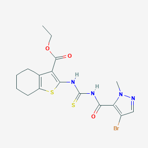 molecular formula C17H19BrN4O3S2 B448650 ethyl 2-[({[(4-bromo-1-methyl-1H-pyrazol-5-yl)carbonyl]amino}carbothioyl)amino]-4,5,6,7-tetrahydro-1-benzothiophene-3-carboxylate 