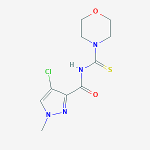 molecular formula C10H13ClN4O2S B448655 4-chloro-1-methyl-N-(4-morpholinylcarbothioyl)-1H-pyrazole-3-carboxamide 
