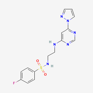 4-fluoro-N-(2-{[6-(1H-pyrazol-1-yl)-4-pyrimidinyl]amino}ethyl)benzenesulfonamide