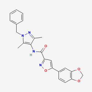 molecular formula C23H20N4O4 B4486624 5-(1,3-benzodioxol-5-yl)-N-(1-benzyl-3,5-dimethyl-1H-pyrazol-4-yl)-3-isoxazolecarboxamide 