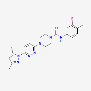 molecular formula C21H24FN7O B4486665 4-[6-(3,5-dimethyl-1H-pyrazol-1-yl)-3-pyridazinyl]-N-(3-fluoro-4-methylphenyl)-1-piperazinecarboxamide 