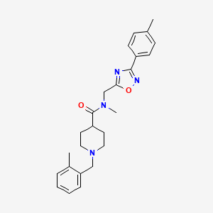 molecular formula C25H30N4O2 B4486682 N-METHYL-N-{[3-(4-METHYLPHENYL)-1,2,4-OXADIAZOL-5-YL]METHYL}-1-[(2-METHYLPHENYL)METHYL]PIPERIDINE-4-CARBOXAMIDE 