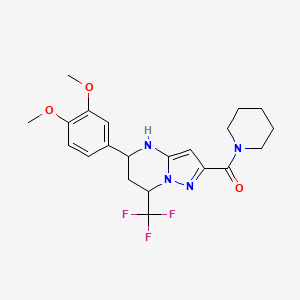 molecular formula C21H25F3N4O3 B4486705 [5-(3,4-Dimethoxyphenyl)-7-(trifluoromethyl)-4,5,6,7-tetrahydropyrazolo[1,5-a]pyrimidin-2-yl](piperidin-1-yl)methanone 