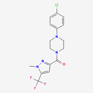 molecular formula C16H16ClF3N4O B4486723 1-(4-Chlorophenyl)-4-[1-methyl-5-(trifluoromethyl)-1H-pyrazole-3-carbonyl]piperazine 