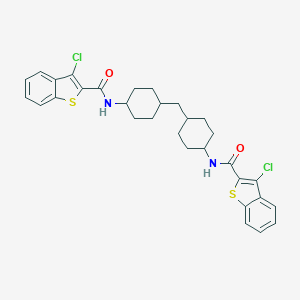 molecular formula C31H32Cl2N2O2S2 B448678 3-chloro-N-{4-[(4-{[(3-chloro-1-benzothien-2-yl)carbonyl]amino}cyclohexyl)methyl]cyclohexyl}-1-benzothiophene-2-carboxamide 