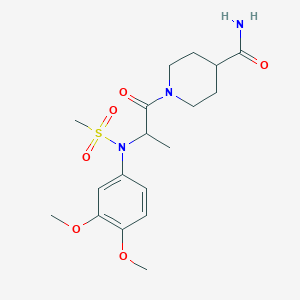 molecular formula C18H27N3O6S B4486831 1-[N-(3,4-dimethoxyphenyl)-N-(methylsulfonyl)alanyl]-4-piperidinecarboxamide 