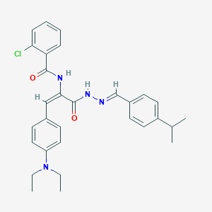 molecular formula C30H33ClN4O2 B448726 2-chloro-N-(2-[4-(diethylamino)phenyl]-1-{[2-(4-isopropylbenzylidene)hydrazino]carbonyl}vinyl)benzamide 