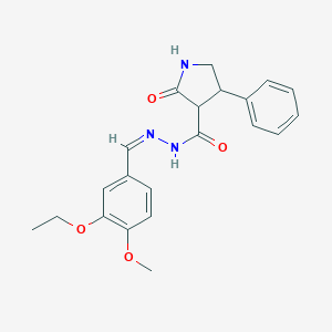 molecular formula C21H23N3O4 B448742 N'-(3-ethoxy-4-methoxybenzylidene)-2-oxo-4-phenyl-3-pyrrolidinecarbohydrazide 