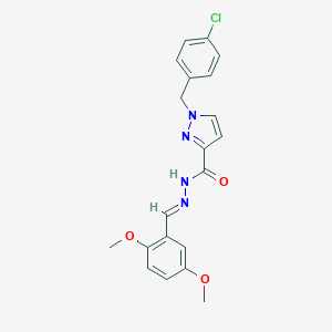 molecular formula C20H19ClN4O3 B448753 1-(4-chlorobenzyl)-N'-(2,5-dimethoxybenzylidene)-1H-pyrazole-3-carbohydrazide 