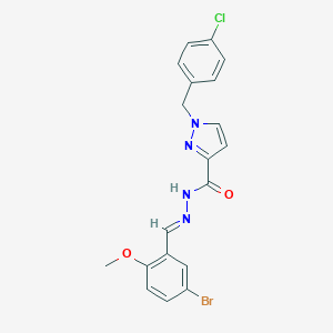 molecular formula C19H16BrClN4O2 B448755 N'-(5-bromo-2-methoxybenzylidene)-1-(4-chlorobenzyl)-1H-pyrazole-3-carbohydrazide 