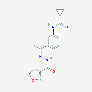 N-{3-[N-(2-methyl-3-furoyl)ethanehydrazonoyl]phenyl}cyclopropanecarboxamide