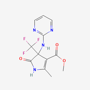 molecular formula C12H11F3N4O3 B4487708 methyl 2-methyl-5-oxo-4-(2-pyrimidinylamino)-4-(trifluoromethyl)-4,5-dihydro-1H-pyrrole-3-carboxylate 