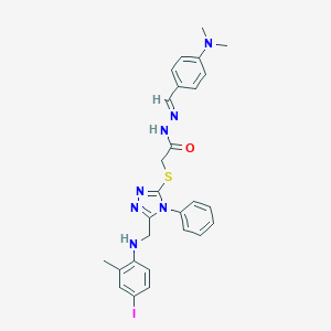 N'-[4-(dimethylamino)benzylidene]-2-({5-[(4-iodo-2-methylanilino)methyl]-4-phenyl-4H-1,2,4-triazol-3-yl}sulfanyl)acetohydrazide