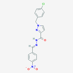 molecular formula C18H14ClN5O3 B448783 1-(4-chlorobenzyl)-N'-{4-nitrobenzylidene}-1H-pyrazole-3-carbohydrazide 