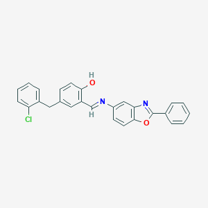molecular formula C27H19ClN2O2 B448785 4-(2-Chlorobenzyl)-2-{[(2-phenyl-1,3-benzoxazol-5-yl)imino]methyl}phenol 