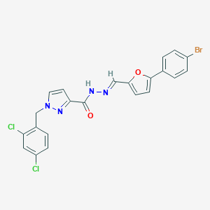 molecular formula C22H15BrCl2N4O2 B448794 N'~3~-{(E)-1-[5-(4-BROMOPHENYL)-2-FURYL]METHYLIDENE}-1-(2,4-DICHLOROBENZYL)-1H-PYRAZOLE-3-CARBOHYDRAZIDE 