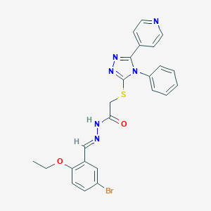 molecular formula C24H21BrN6O2S B448795 N'-(5-bromo-2-ethoxybenzylidene)-2-{[4-phenyl-5-(4-pyridinyl)-4H-1,2,4-triazol-3-yl]sulfanyl}acetohydrazide 