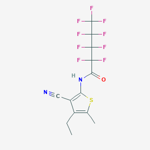 molecular formula C13H9F9N2OS B448797 N-(3-cyano-4-ethyl-5-methylthiophen-2-yl)-2,2,3,3,4,4,5,5,5-nonafluoropentanamide 