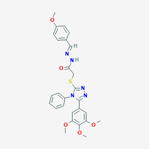 N-[(E)-(4-methoxyphenyl)methylideneamino]-2-[[4-phenyl-5-(3,4,5-trimethoxyphenyl)-1,2,4-triazol-3-yl]sulfanyl]acetamide