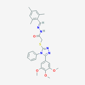 molecular formula C29H31N5O4S B448813 N'-(mesitylmethylene)-2-{[4-phenyl-5-(3,4,5-trimethoxyphenyl)-4H-1,2,4-triazol-3-yl]sulfanyl}acetohydrazide 