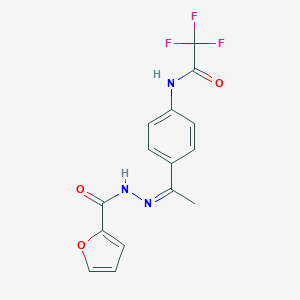 molecular formula C15H12F3N3O3 B448823 N-[(Z)-1-[4-[(2,2,2-trifluoroacetyl)amino]phenyl]ethylideneamino]furan-2-carboxamide 