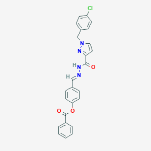 molecular formula C25H19ClN4O3 B448835 4-[(E)-(2-{[1-(4-chlorobenzyl)-1H-pyrazol-3-yl]carbonyl}hydrazinylidene)methyl]phenyl benzoate 