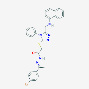 N'-[1-(4-bromophenyl)ethylidene]-2-({5-[(naphthalen-1-ylamino)methyl]-4-phenyl-4H-1,2,4-triazol-3-yl}sulfanyl)acetohydrazide