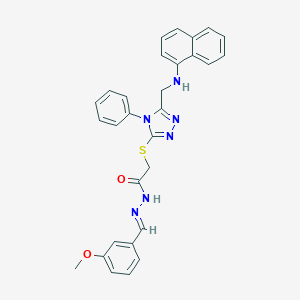 molecular formula C29H26N6O2S B448846 N'-(3-methoxybenzylidene)-2-({5-[(1-naphthylamino)methyl]-4-phenyl-4H-1,2,4-triazol-3-yl}sulfanyl)acetohydrazide 