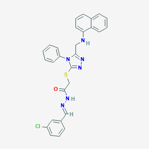 molecular formula C28H23ClN6OS B448848 N'-(3-chlorobenzylidene)-2-({5-[(1-naphthylamino)methyl]-4-phenyl-4H-1,2,4-triazol-3-yl}sulfanyl)acetohydrazide 