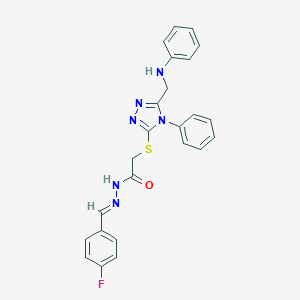 molecular formula C24H21FN6OS B448864 2-{[5-(anilinomethyl)-4-phenyl-4H-1,2,4-triazol-3-yl]sulfanyl}-N'-(4-fluorobenzylidene)acetohydrazide 