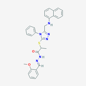 N'-(2-methoxybenzylidene)-2-({5-[(1-naphthylamino)methyl]-4-phenyl-4H-1,2,4-triazol-3-yl}sulfanyl)propanohydrazide
