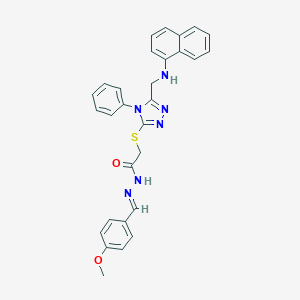 molecular formula C29H26N6O2S B448879 N'-(4-methoxybenzylidene)-2-({5-[(1-naphthylamino)methyl]-4-phenyl-4H-1,2,4-triazol-3-yl}sulfanyl)acetohydrazide 