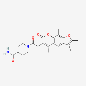 1-[(2,3,5,9-tetramethyl-7-oxo-7H-furo[3,2-g]chromen-6-yl)acetyl]piperidine-4-carboxamide