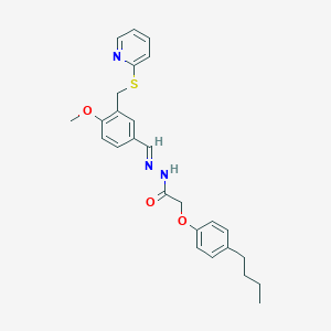 molecular formula C26H29N3O3S B448895 2-(4-butylphenoxy)-N'-{4-methoxy-3-[(2-pyridinylsulfanyl)methyl]benzylidene}acetohydrazide 