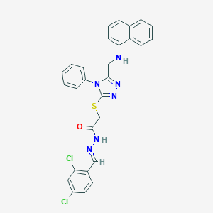 N'-(2,4-dichlorobenzylidene)-2-({5-[(1-naphthylamino)methyl]-4-phenyl-4H-1,2,4-triazol-3-yl}sulfanyl)acetohydrazide