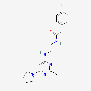 molecular formula C19H24FN5O B4489062 2-(4-fluorophenyl)-N-(2-{[2-methyl-6-(1-pyrrolidinyl)-4-pyrimidinyl]amino}ethyl)acetamide 