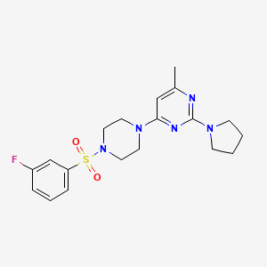 molecular formula C19H24FN5O2S B4489077 4-{4-[(3-fluorophenyl)sulfonyl]-1-piperazinyl}-6-methyl-2-(1-pyrrolidinyl)pyrimidine 