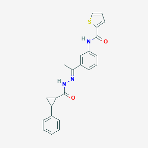 molecular formula C23H21N3O2S B448912 N-(3-{N-[(2-phenylcyclopropyl)carbonyl]ethanehydrazonoyl}phenyl)-2-thiophenecarboxamide 