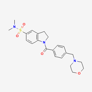 molecular formula C22H27N3O4S B4489127 N,N-dimethyl-1-[4-(4-morpholinylmethyl)benzoyl]-5-indolinesulfonamide 