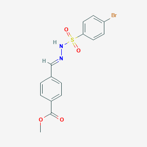 molecular formula C15H13BrN2O4S B448914 methyl 4-[(E)-{2-[(4-bromophenyl)sulfonyl]hydrazinylidene}methyl]benzoate 