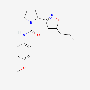 molecular formula C19H25N3O3 B4489175 N-(4-ethoxyphenyl)-2-(5-propyl-1,2-oxazol-3-yl)pyrrolidine-1-carboxamide 