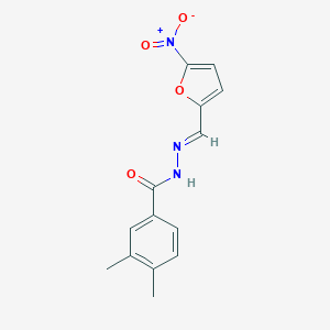 molecular formula C14H13N3O4 B448922 N'-({5-nitro-2-furyl}methylene)-3,4-dimethylbenzohydrazide 