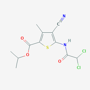 molecular formula C12H12Cl2N2O3S B448927 Isopropyl 4-cyano-5-[(dichloroacetyl)amino]-3-methyl-2-thiophenecarboxylate 