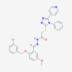 molecular formula C30H25BrN6O3S B448929 N'-{2-[(3-bromobenzyl)oxy]-5-methoxybenzylidene}-2-{[4-phenyl-5-(4-pyridinyl)-4H-1,2,4-triazol-3-yl]sulfanyl}acetohydrazide 