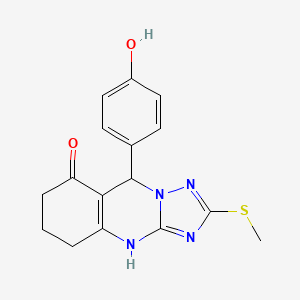 9-(4-HYDROXYPHENYL)-2-(METHYLSULFANYL)-4H,5H,6H,7H,8H,9H-[1,2,4]TRIAZOLO[3,2-B]QUINAZOLIN-8-ONE