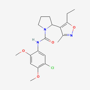 N-(5-chloro-2,4-dimethoxyphenyl)-2-(5-ethyl-3-methyl-1,2-oxazol-4-yl)pyrrolidine-1-carboxamide