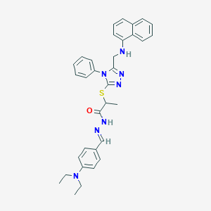 molecular formula C33H35N7OS B448941 N'-[4-(diethylamino)benzylidene]-2-({5-[(1-naphthylamino)methyl]-4-phenyl-4H-1,2,4-triazol-3-yl}sulfanyl)propanohydrazide 